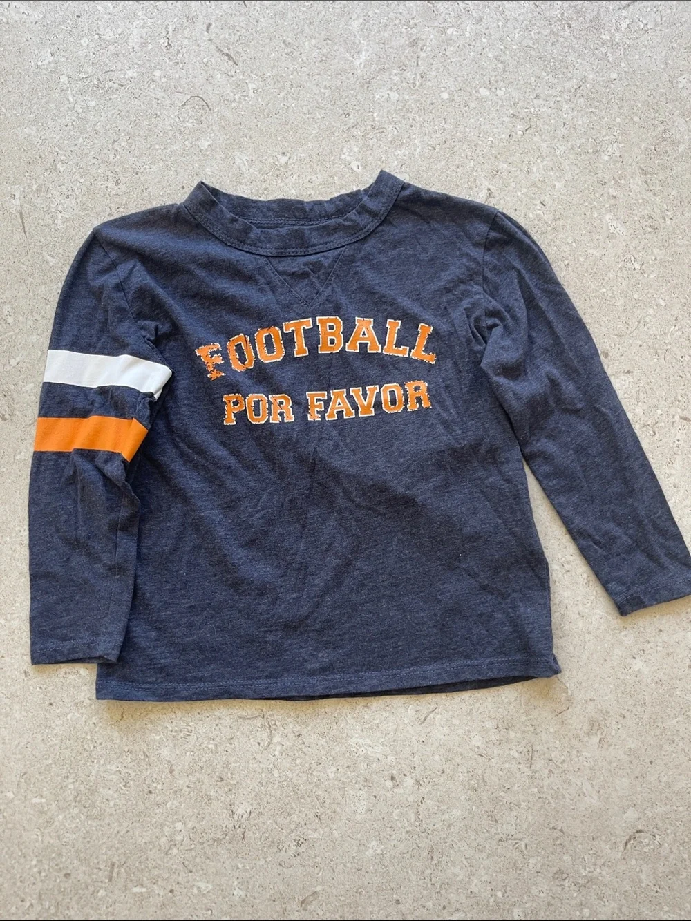 Chaser Navy Long-Sleeve Tee with Orange & White Sleeve Stripes
